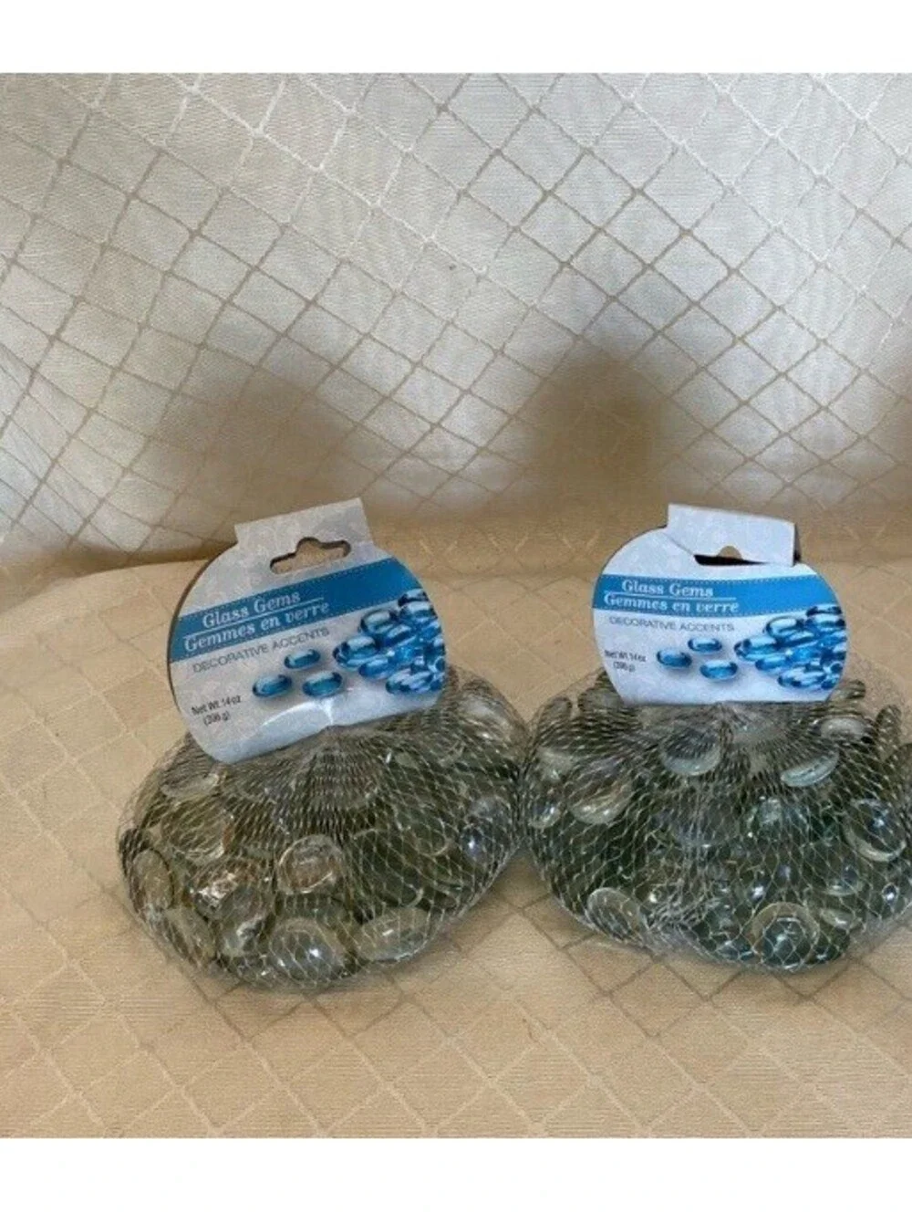 2 Bags Of Glass Gems, 14 oz each Clear Glass Gems, Decorative Glass Accents